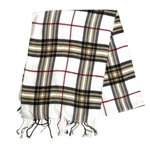 Kennedy Scotland Plaid Scarf Cream Black Beige‎ Red Fringe Unisex Fall Winter